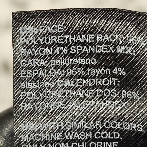 WHBM SZ 8 Black Faux Leather Matrix Bodycon Pull On Skinny Ankle Runway Legging - Picture 7 of 13